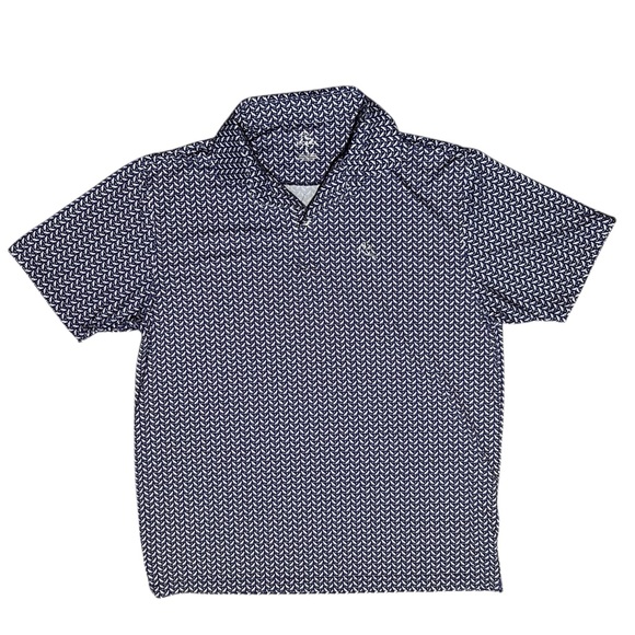 RHOBACK Mens Polo Shirt sz L Blue w/Dog & Ball Print Performance Golf PP0024E - Picture 2 of 9